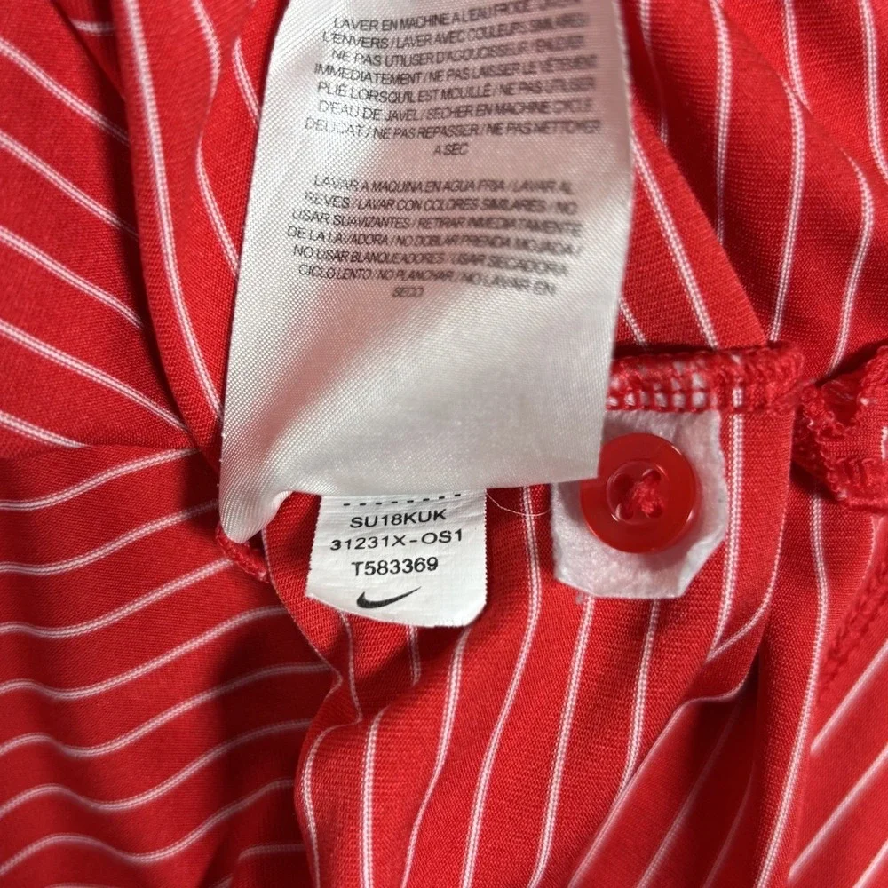 Nike Ohio State Buckeyes Polo Shirt Mens M Red Striped Dri Fit Short Sleeve Golf